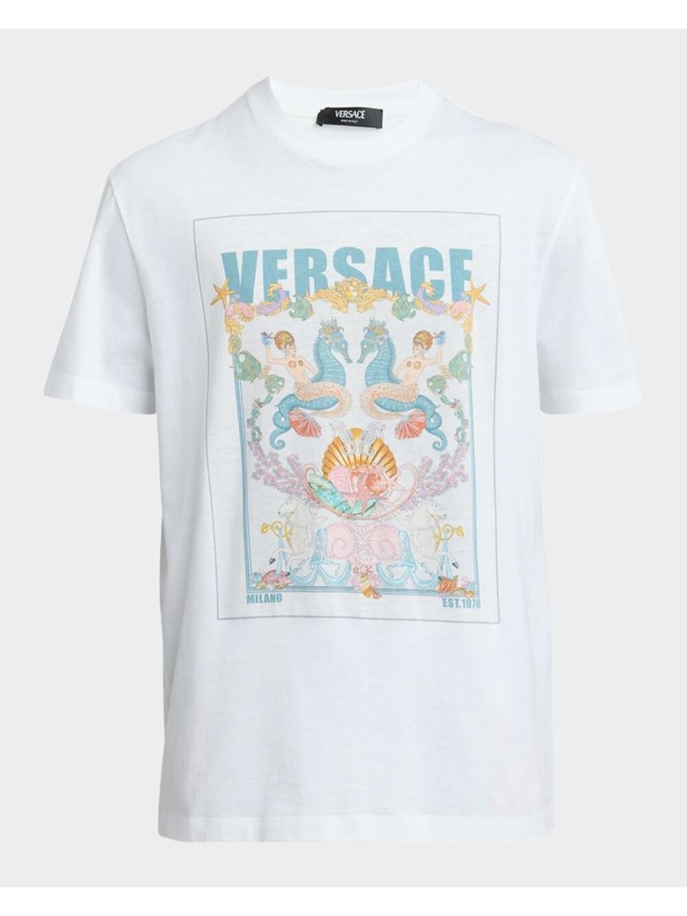 Versace Men's Postcard Logo Graphic T-Shirt, Large NWT